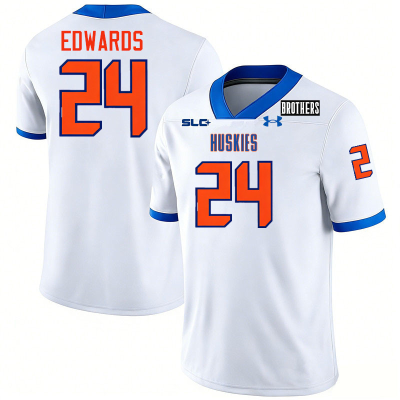 Houston Christian Huskies #24 Xai'Shaun Edwards College Football Jerseys,Uniforms-White
